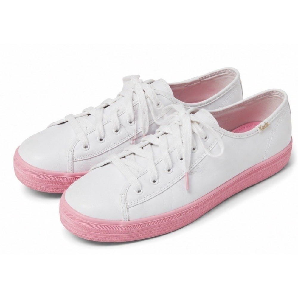 Keds x Kate Spade New York White Pink Leather Sneakers Womens Size 10